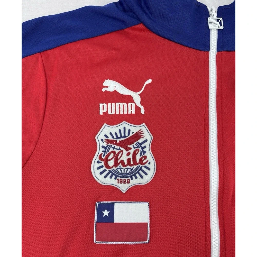 Puma Track Soccer Jacket Men M Red Blue Chile Football Texas Star Flag Logo RARE